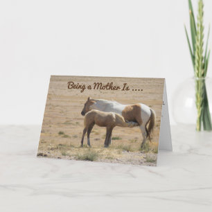 Un Cheval Maîtrise Son Bébé Bonne Carte de Fête de