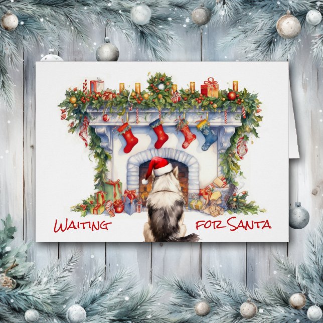 Un chien malamué attend la cheminée de Noël de Pèr (Créateur téléchargé)