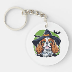 Un chien portant un chapeau de sorcière avec des c