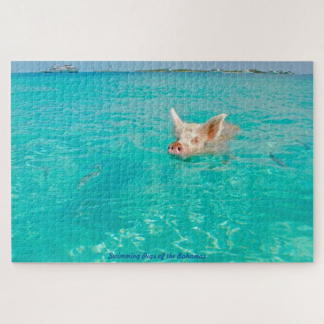 Un cochon va nager aux Bahamas. Jigsaw Puzzle (Horizontal)