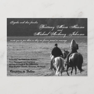 Un couple à cheval Invitations de mariage rustique