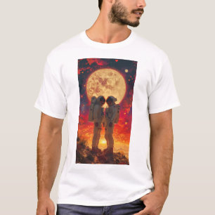 Un couple d'astronautes de style rétro en T-shirt