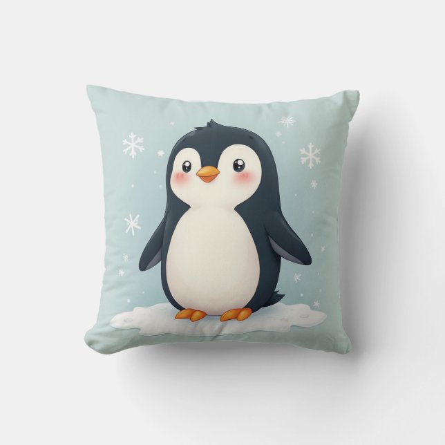 Un coussin coussin avec une jolie photo de manchot (Recto)