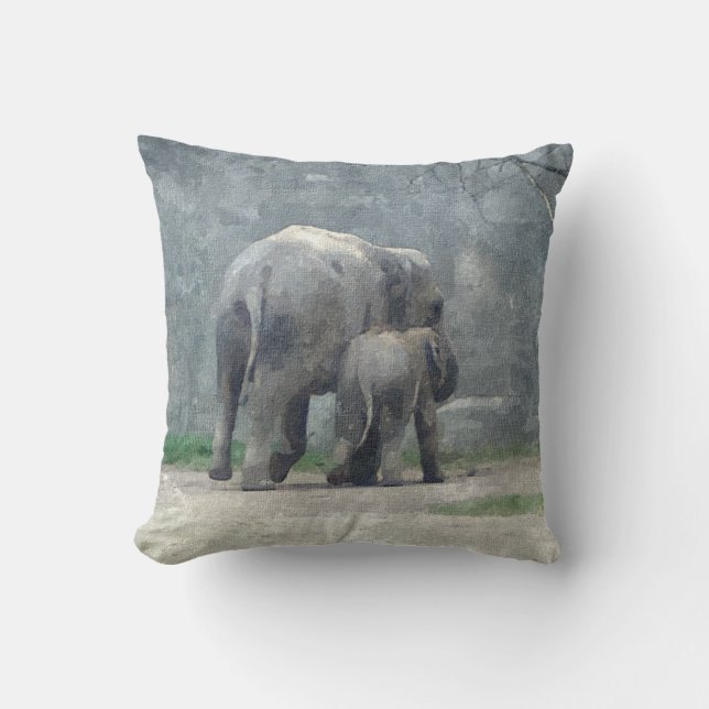 Un coussin d'éléphant d'amour de mères (Recto)
