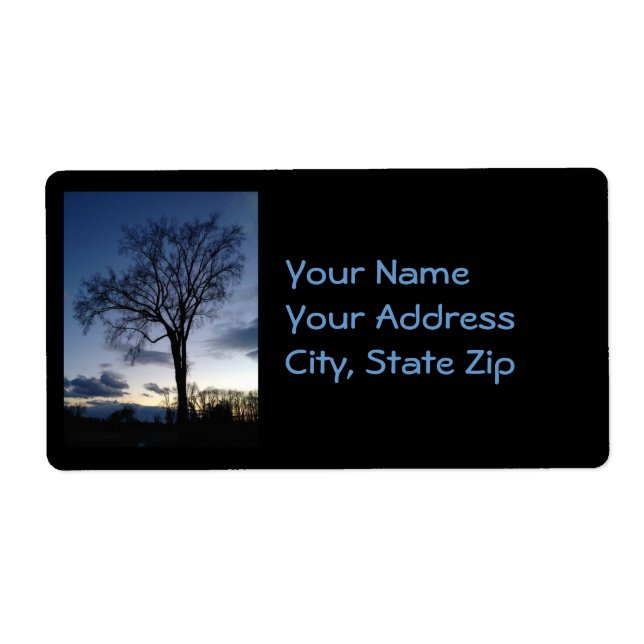 Un crépuscule à l'arbre en Étiquette de adresse d' (Devant)