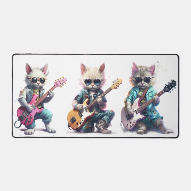 Un Cute Chat Joue De La Guitare Électro (Recto)