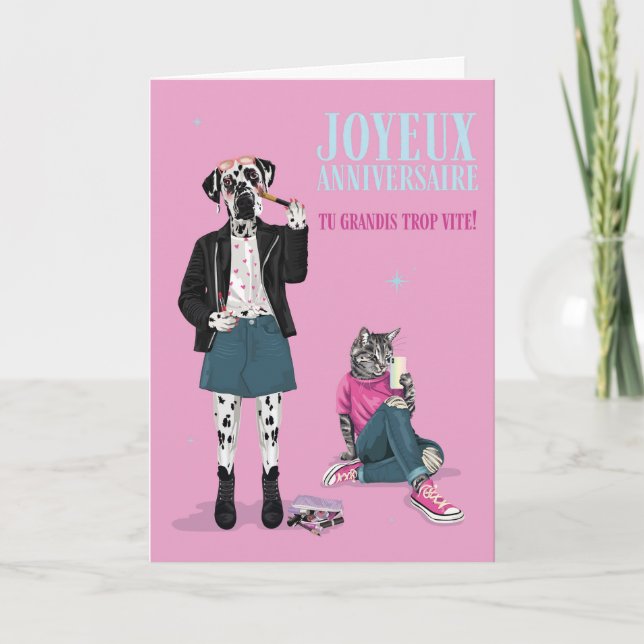 Un dalmatien et un Chat à la mode grandissit vite Karte (Vorderseite)