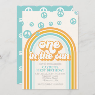 Un dans le soleil Retro Boy Invitation premier ann