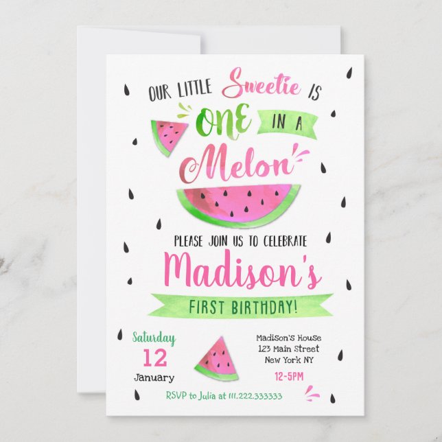 Un dans un Melon Anniversaire Fête Invitation (Devant)