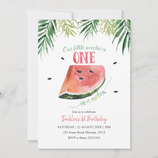 Un dans un Melon été Invitation d'anniversaire (Devant)