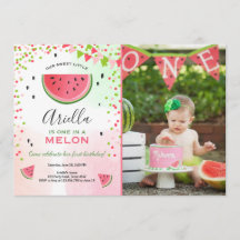 Un dans un melon Invitation Anniversaire Watermelo