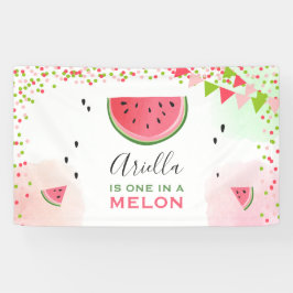 Un dans une bannière d'anniversaire de melon Water