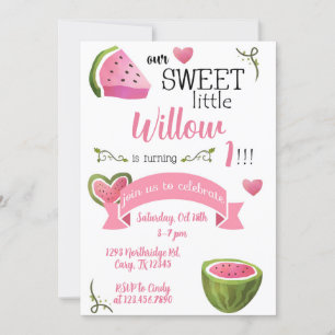 Un dans une Melon Watermelon fille invitation d'an