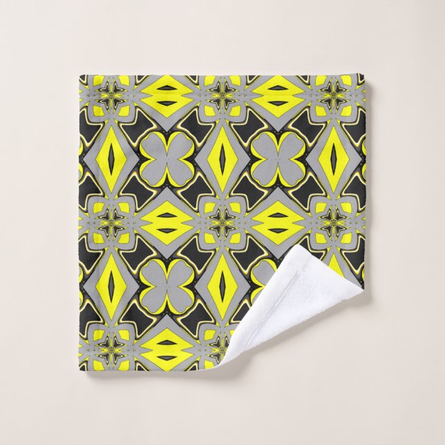 Un design motif en tissu noir jaune vif (Gant de toilette)