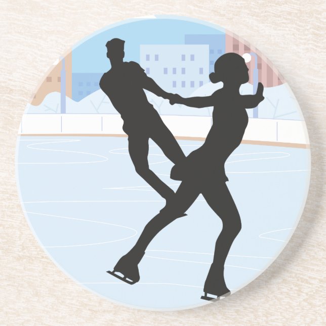 Un Dessous de verre Silhouette Couple De Patinage  (Devant)