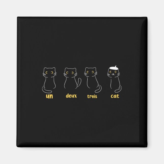 Un Deux Trois Cat Funny Cat Lovers Magnet (Vorne)