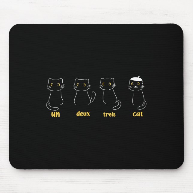 Un Deux Trois Cat Funny Cat Lovers Mousepad (Vorne)