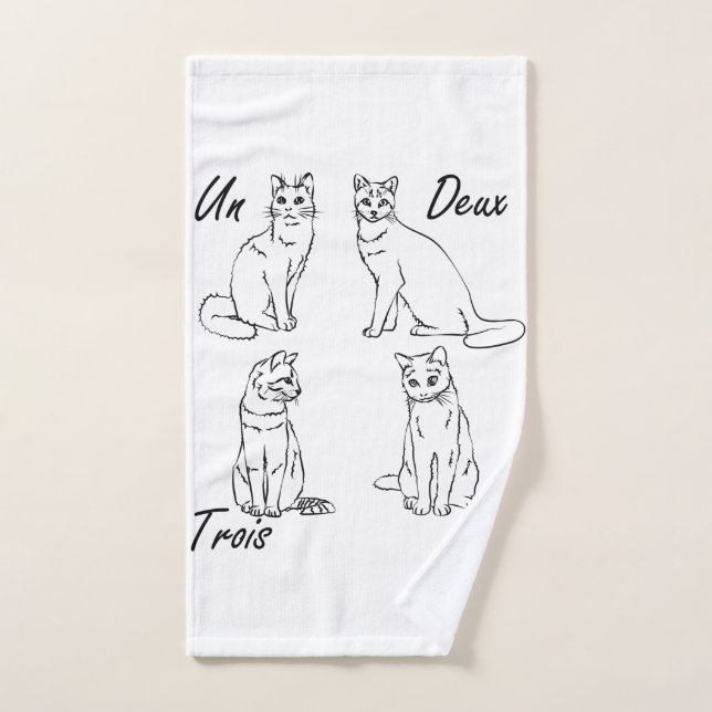 Un Deux Trois Cat Funny Französisch Handtuch (Handtuch)