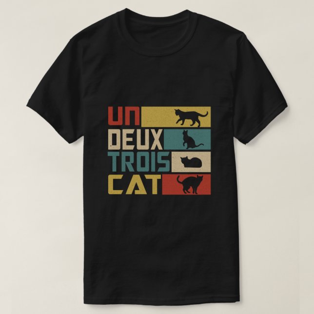 Un Deux Trois Cat - Funny French Pub, Funny Cat Lo T-Shirt (Design vorne)