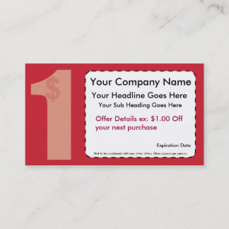 Un dollar outre de carte de bon