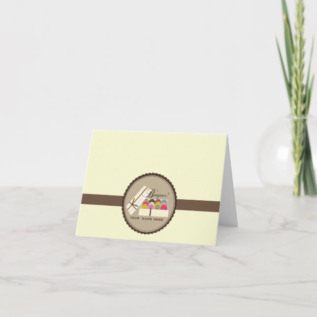 Un douzaine cartes pour notes de Macarons Bonjour (Devant)