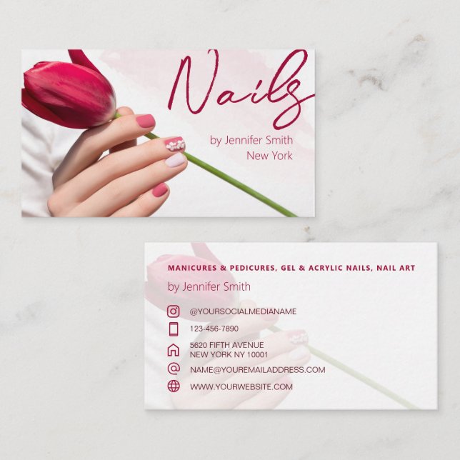 Un élégant carte de visite Nail Salon (Devant / Derrière)