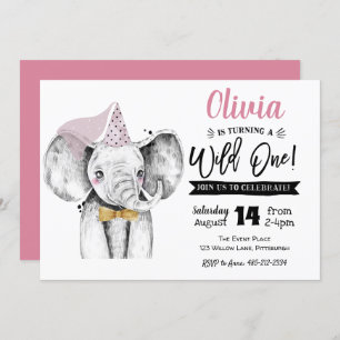 Un éléphant sauvage Invitation à l'anniversaire
