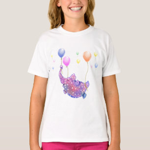 Un éléphant vole avec des ballons Drôle T-shirt