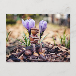 Un elfe d'Acorn attend la carte postale du printem