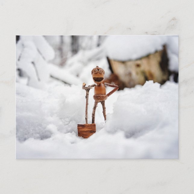 Un elfe de maïs sur la neige - carte postale hiver (Devant)