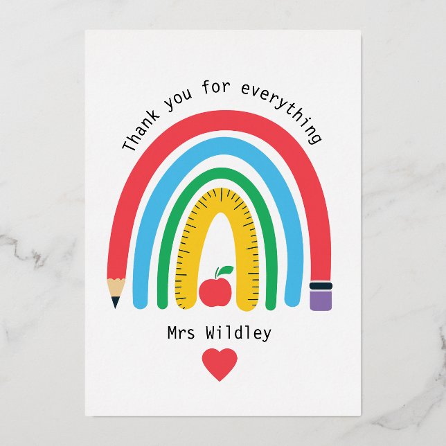 Un enseignant qui vous remercie pour tout folieneinladung (Vorderseite)