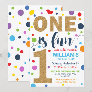 Un est amusant Anniversaire Invitation 1er Anniver