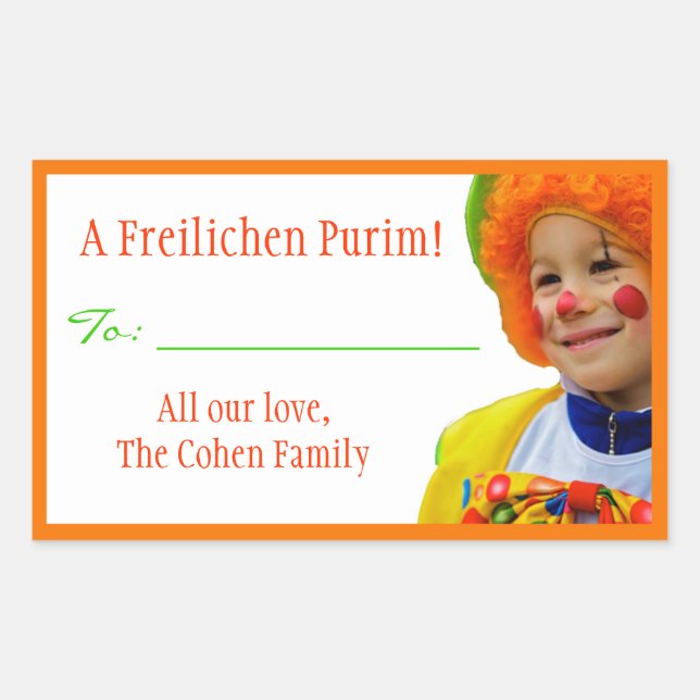 Un Étiquette Freilichen Purim (Devant)