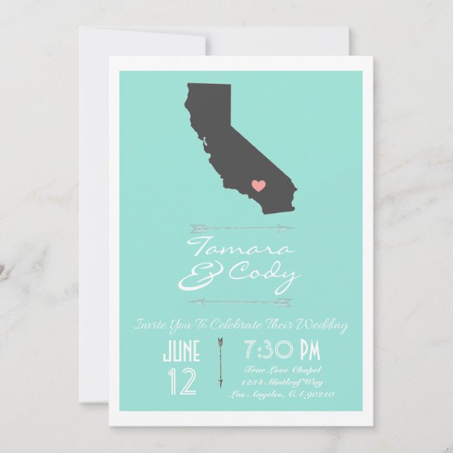 Un Faire-part de mariage californien aux couleurs  (Devant)