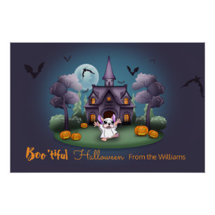 Un fantôme mignon Haunted Maison Halloween Poster