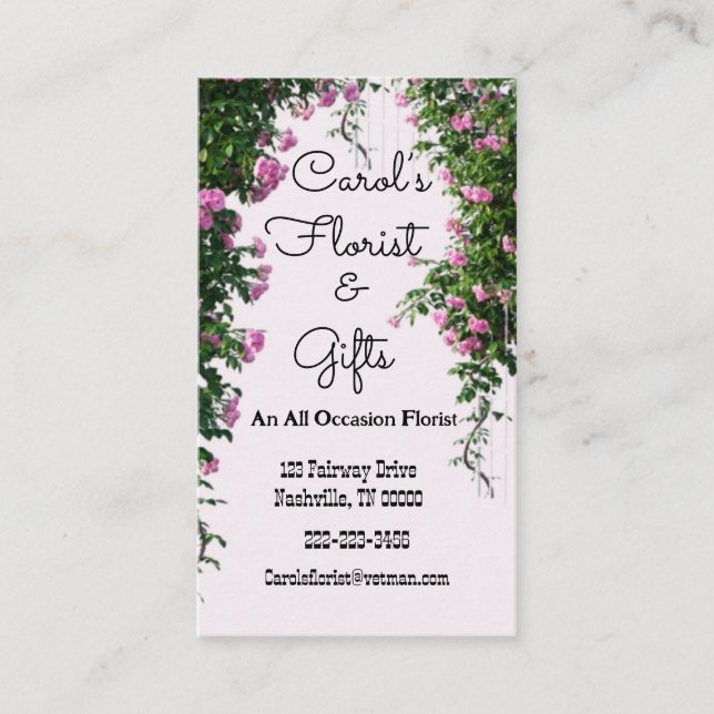 Un fleuriste à toutes les occasions Cartes de visi (Devant)
