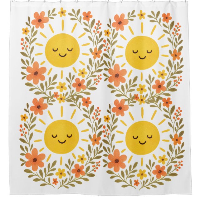 un & Floral Frame Shower Curtain Duschvorhang (Vorderseite)