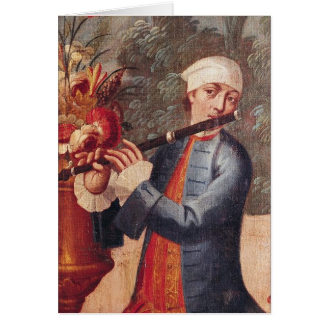 Un flûtiste, détail d'un écran (Devant)