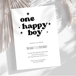 Un garçon heureux 1er anniversaire Invitation Prem