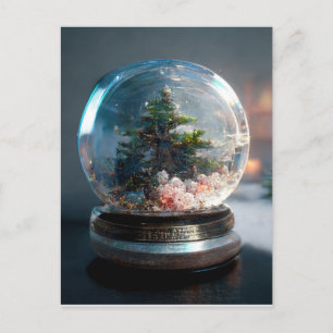 Un globe de neige avec un arbre de Noël Carte post