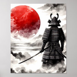 Un Guerrier Samouraï Dans Une Affiche D'Armure Tra