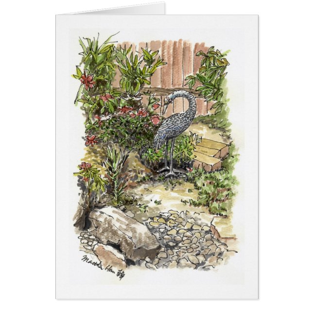 Un héron seul dans un jardin (Devant)