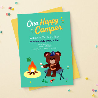 Un heureux Camper Invitations d'anniversaire
