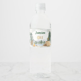 Un heureux Étiquette de bouteille d'eau de camping