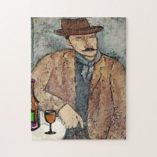 Un homme avec du vin sur la table Jigsaw Puzzle