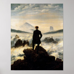 Un homme en haut de la montagne Poster vintage
