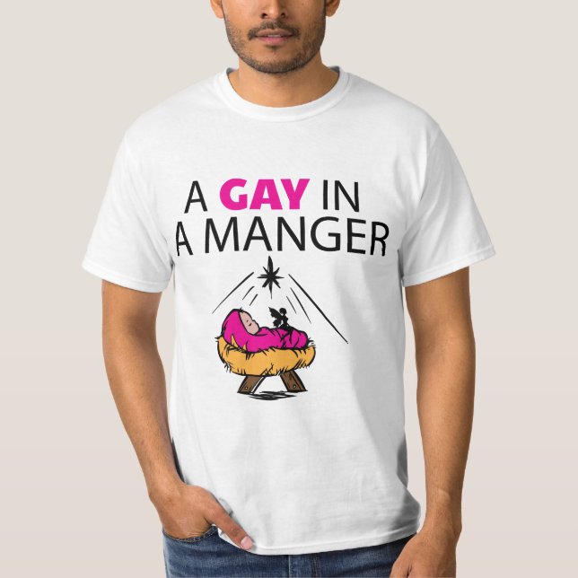 Un homosexuel dans un T-shirt de valeur de Manger (Devant)