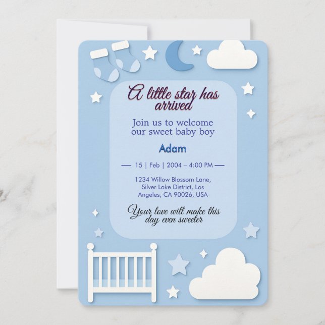 Un Invitation Baby shower Little Star (Devant)