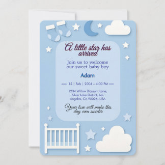 Un Invitation Baby shower Little Star