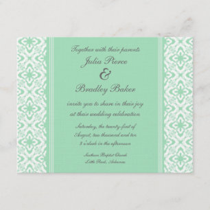 Un Invitation Mariage damassé éblouissant, Mint Gr